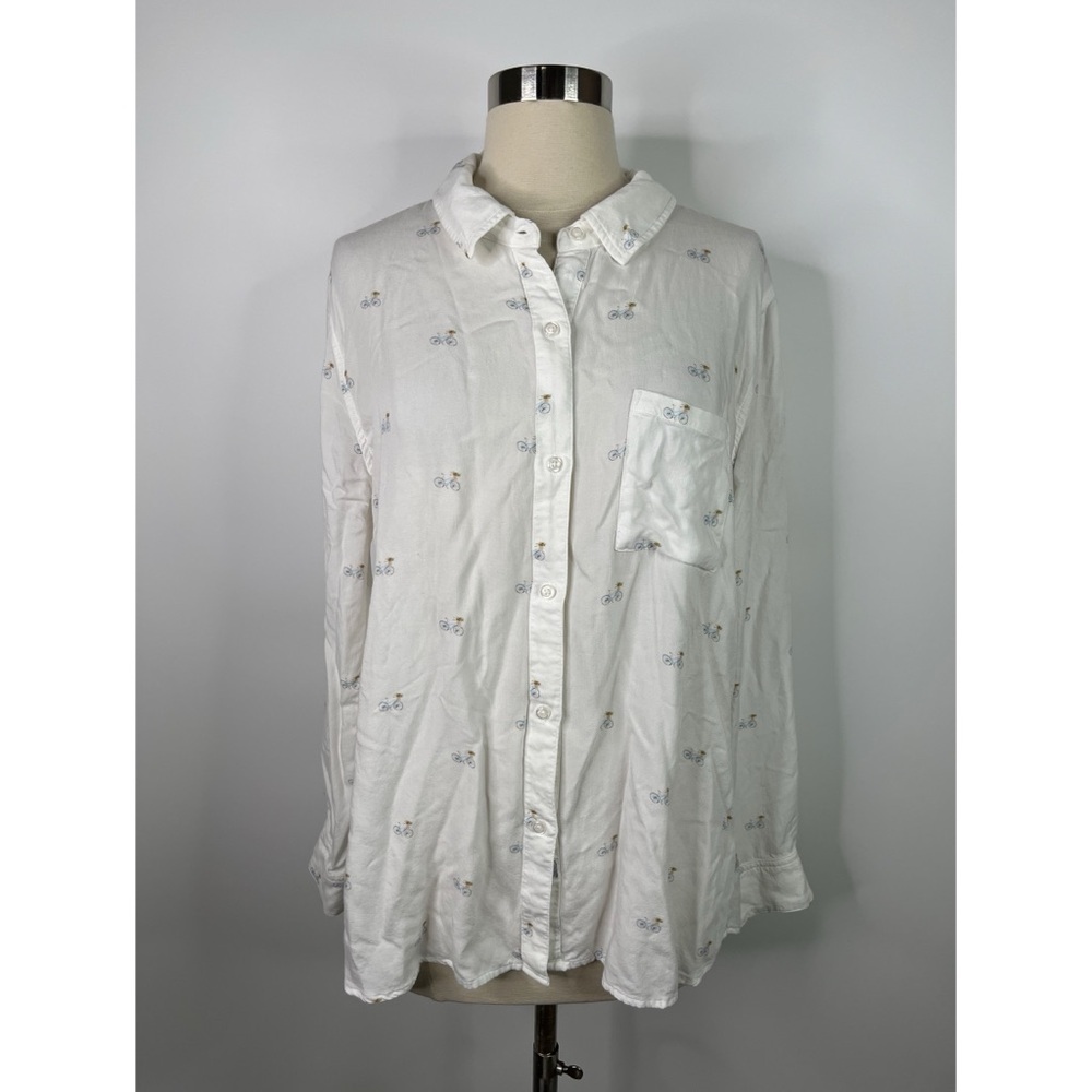 Rails Bicycle Print Collared Button Down Shirt